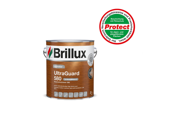 Brillux Lignodur UltraGuard 580 (Dauerschutzlasur) / 3 Liter Protect 8410 nussbaum